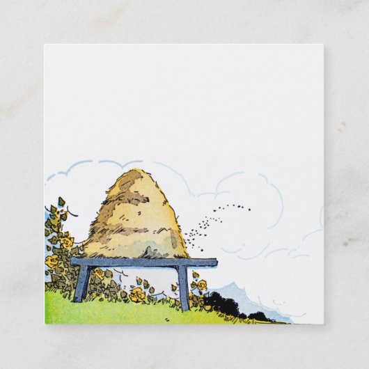 ヴィンテージミツバチとハイブカスタムスクエアカード スクエア名刺 (裏面)