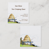 ヴィンテージミツバチとハイブカスタムスクエアカード スクエア名刺 (正面/裏面)