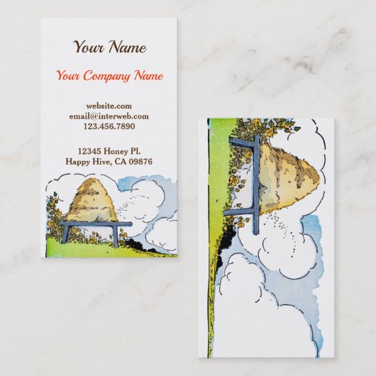 ヴィンテージミツバチとハイブカスタム名刺 名刺 (正面/裏面)