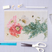 ヴィンテージミツバチとバラはフローラミツバチ牡丹を分離する 薄葉紙 (クラフト)