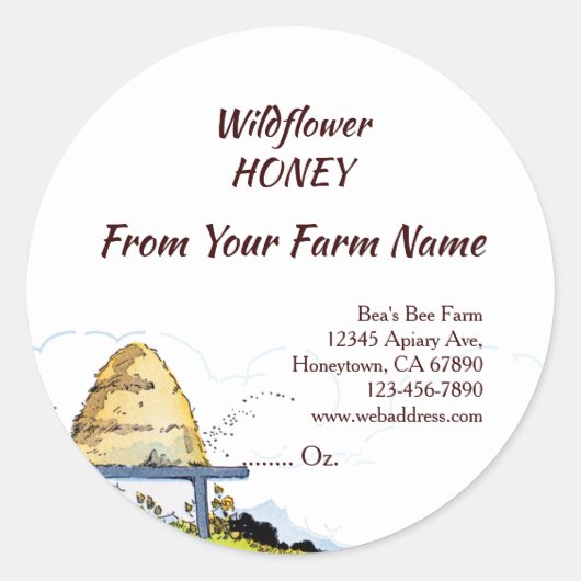 ヴィンテージミツバチ養蜂場1.5" ラウンドシール (正面)