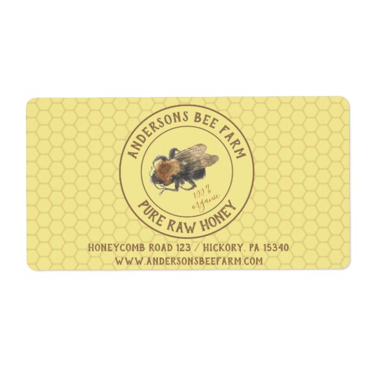 ヴィンテージミツバチ&ハニカム |ビーフアーム/ Beekeeper ラベル (正面)