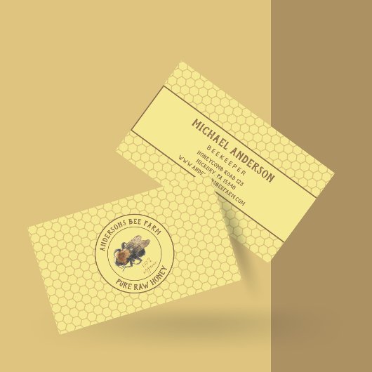 ヴィンテージミツバチ&ハニカム |ビーフアーム/ Beekeeper 名刺