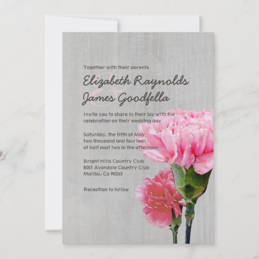 ヴィンテージミニカーネーション結婚式招待状 招待状 (正面)