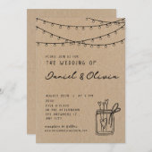 ヴィンテージミニマリストガーランドクラシックブラウン招待状 招待状 (正面/裏面)