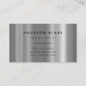 ヴィンテージミニマリストグレーモノクロタトゥーアーティスト 名刺 (裏面)