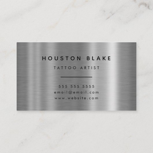 ヴィンテージミニマリストグレーモノクロタトゥーアーティスト 名刺 (裏面)