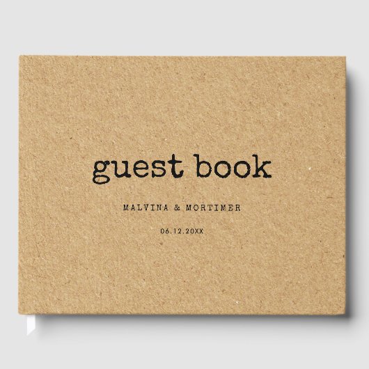 ヴィンテージミニマリストタイプライタークラフトカラー結婚ズ ゲストブック (正面)