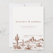 ヴィンテージミニマリストラインテラコッタ結婚砂漠 招待状 (裏面)