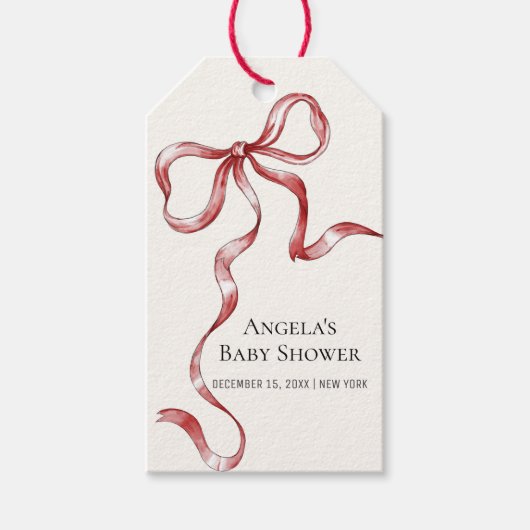 ヴィンテージミニマリストBowベビーシャワー ギフトタグ (正面)