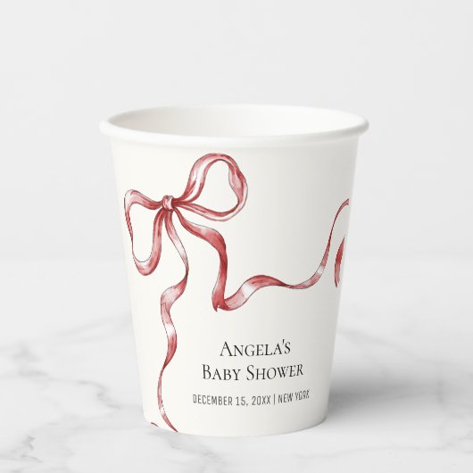 ヴィンテージミニマリストBowベビーシャワー 紙コップ (正面)