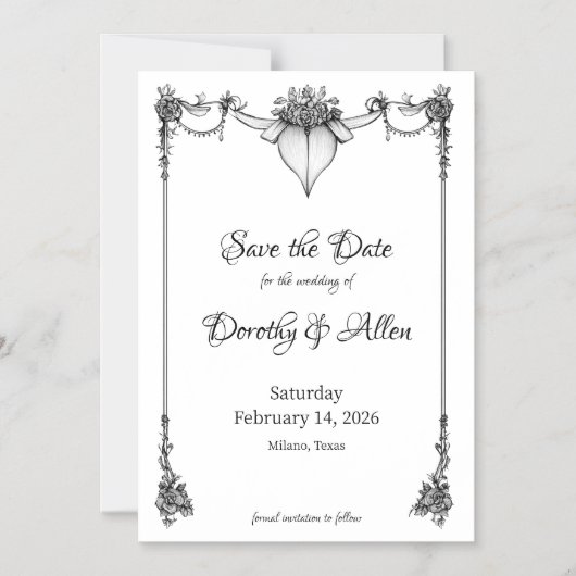 ヴィンテージミニマリズム薄型磁気カード マグネット招待状 (正面)