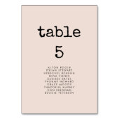 ヴィンテージミニマルなタイプライターの座席チャートカード テーブルナンバー (正面)