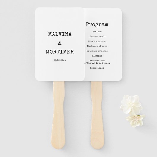 ヴィンテージミニマルなタイプライターの結婚式 ハンドファン (正面&裏面)