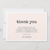 ヴィンテージミニマルなタイプライターの赤ちゃんシャワー サンキューカード (正面)