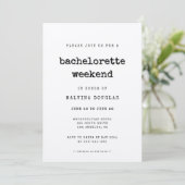 ヴィンテージミニマルなタイプライターバチェロレッテ週末 招待状 (スタンド正面)