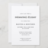 ヴィンテージミニマルなタイプライターリハーサル晩餐会 招待状 (正面)