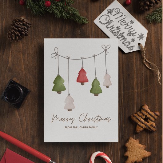 ヴィンテージミニマルなメリークリスマスツリー シーズンカード