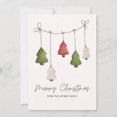 ヴィンテージミニマルなメリークリスマスツリー シーズンカード (正面)