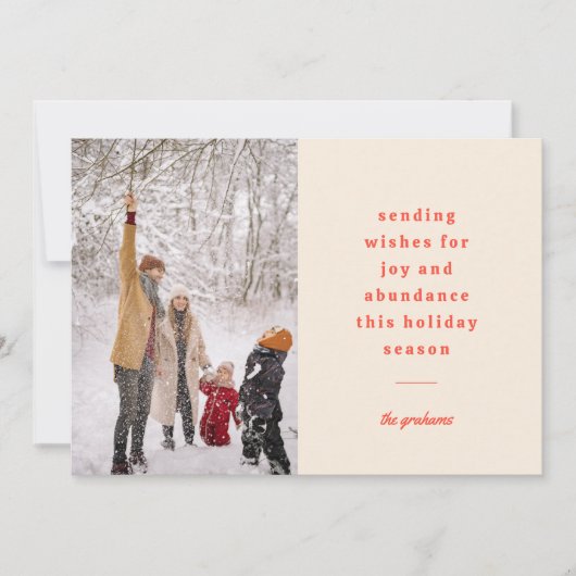 ヴィンテージミニマルの赤色の文字の送信の希望 シーズンカード (正面)