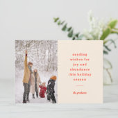 ヴィンテージミニマルの赤色の文字の送信の希望 シーズンカード (スタンド正面)