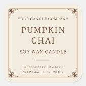 ヴィンテージミニマルタイポグラフィキャンドル化粧品 スクエアシール (正面)