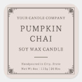 ヴィンテージミニマルタイポグラフィキャンドル化粧品 スクエアシール (正面)