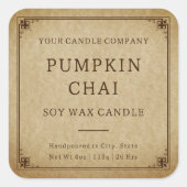 ヴィンテージミニマルタイポグラフィキャンドル化粧品 スクエアシール (正面)