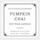 ヴィンテージミニマルタイポグラフィキャンドル化粧品 スクエアシール (正面)