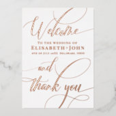 ヴィンテージミニマルバラ金ゴールドホワイト結婚式 プログラム (正面)