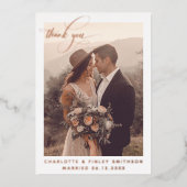 ヴィンテージミニマルパーソナライズされた結婚の感謝 箔シーズンカード (正面)