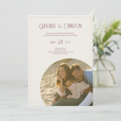 ヴィンテージミニマルフォトアイボリー結婚ズ 招待状 (スタンド正面)