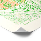 ヴィンテージミニマルフローライエローオレンジ抽象芸術 ポスター (角)