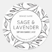 ヴィンテージミニマルフローラキャンドル蓋丸ラベル ラウンドシール (正面)