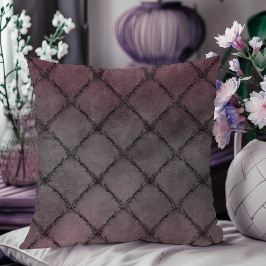 ヴィンテージミニマルフローラルパターンブラック クッション