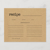 ヴィンテージミニマルブライダルシャワーレシピカード (正面)