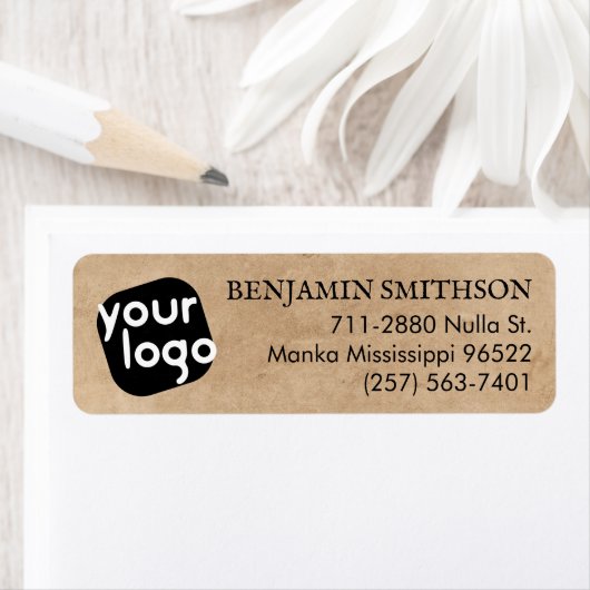 ヴィンテージミニマルベージュブラックカスタム差出人住所 ラベル (インサイチュ)