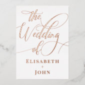 ヴィンテージミニマルホワイトローズ金ゴールド結婚式招待状 箔シーズンカード (正面)