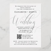 ヴィンテージミニマルホワイトローズ金ゴールド結婚式招待状 箔シーズンカード (裏面)