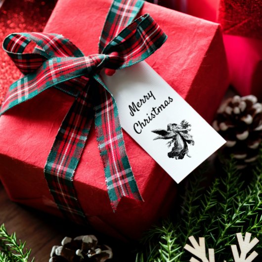 ヴィンテージミニマルメリークリスマス天使 ギフトタグ