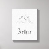 ヴィンテージミニマル中世の城イラストレーション キャンバスプリント (正面)