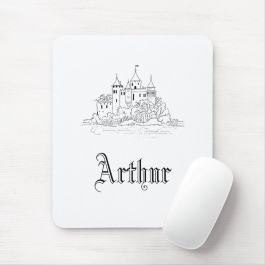 ヴィンテージミニマル中世の城イラストレーション マウスパッド (マウス)