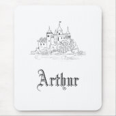 ヴィンテージミニマル中世の城イラストレーション マウスパッド (正面)