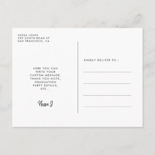 ヴィンテージミニマル卒業パーティー写真 ポストカード (裏面)