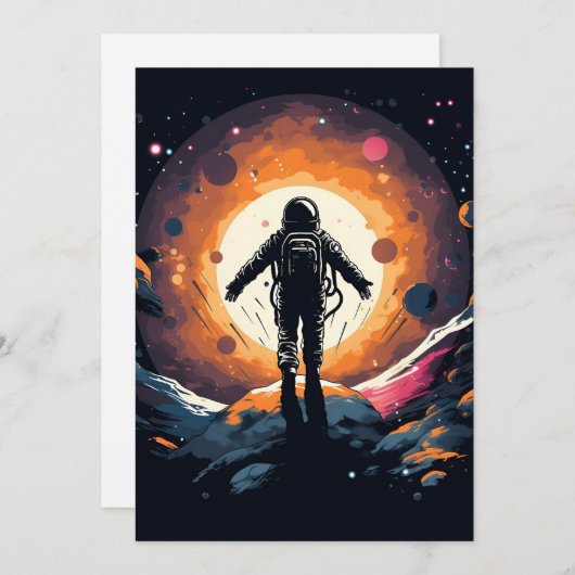 ヴィンテージミニマル宇宙飛行士宇宙冒険 シーズンカード (正面/裏面)