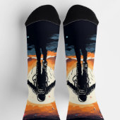 ヴィンテージミニマル宇宙飛行士宇宙冒険 ソックス (上部)