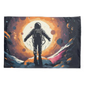 ヴィンテージミニマル宇宙飛行士宇宙冒険 枕カバー (裏面)