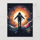 ヴィンテージミニマル宇宙飛行士宇宙冒険 案内ポストカード (正面)