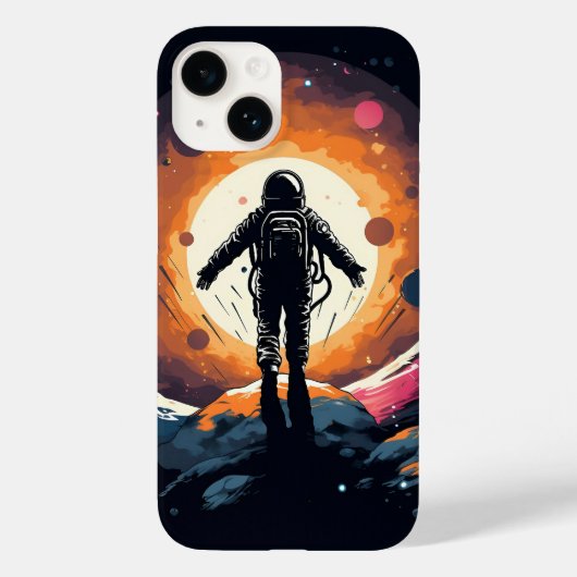 ヴィンテージミニマル宇宙飛行士宇宙冒険 Case-Mate iPhoneケース (裏面)