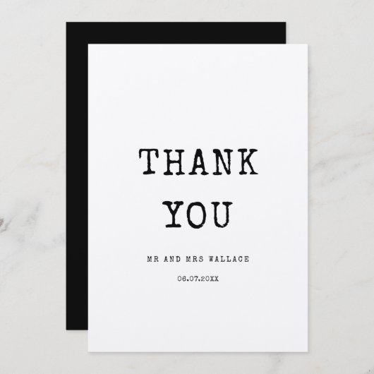 ヴィンテージミニマル書体サンキューカード 招待状 (正面/裏面)